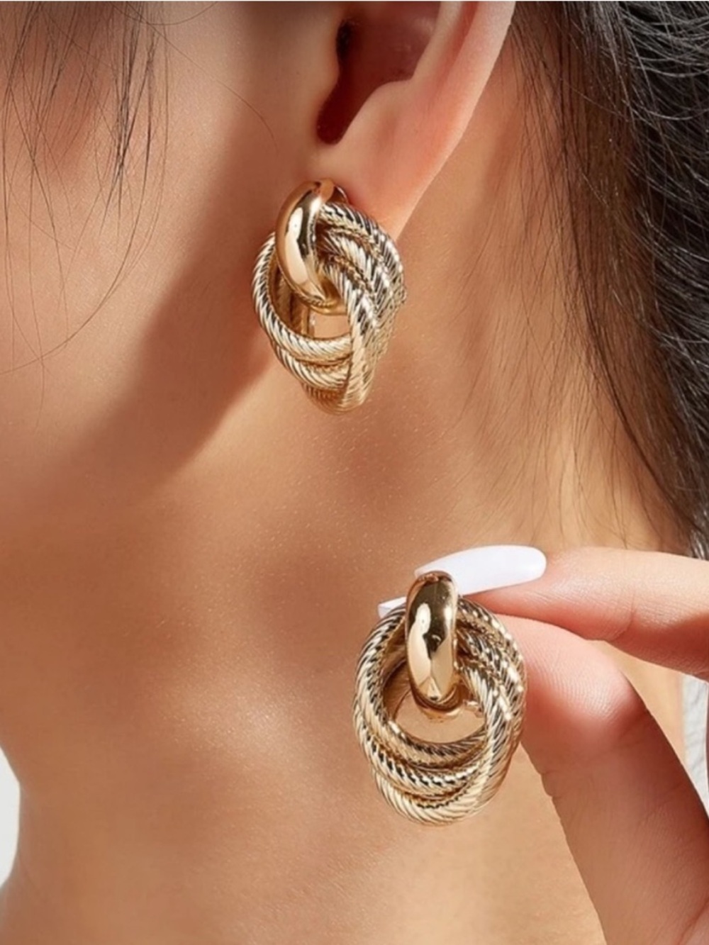 Elegant Gold Twisted Loop Knot Earrings